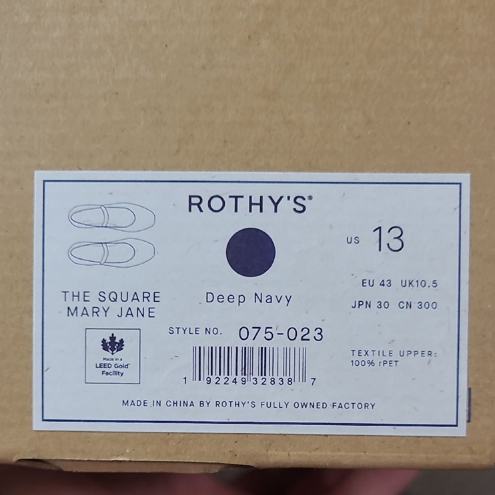 Rothys Deep Blue Sqaure Mary Jane In Women Size 13